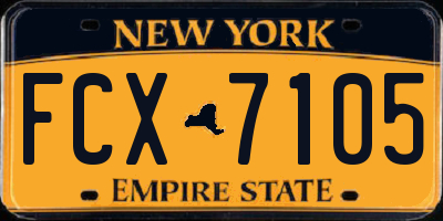 NY license plate FCX7105