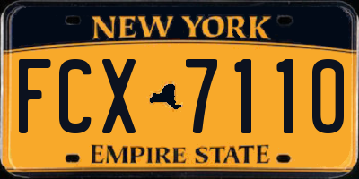 NY license plate FCX7110