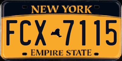 NY license plate FCX7115