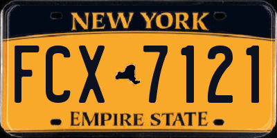 NY license plate FCX7121