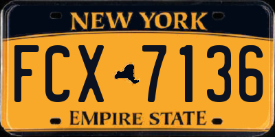 NY license plate FCX7136