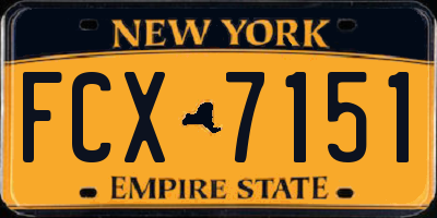 NY license plate FCX7151