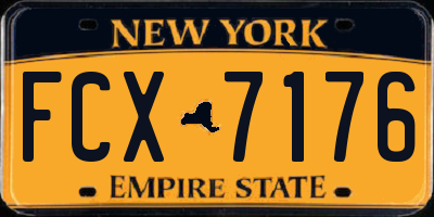 NY license plate FCX7176