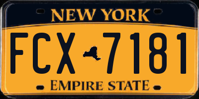 NY license plate FCX7181