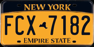 NY license plate FCX7182