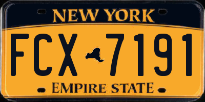NY license plate FCX7191