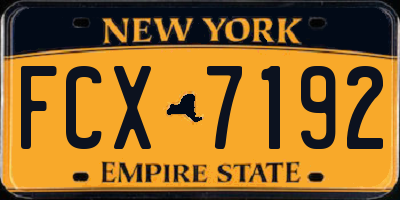 NY license plate FCX7192