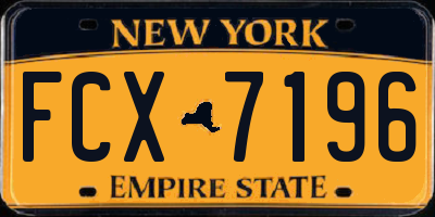 NY license plate FCX7196