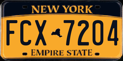 NY license plate FCX7204