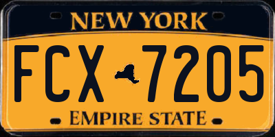 NY license plate FCX7205