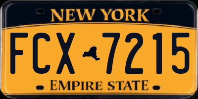 NY license plate FCX7215