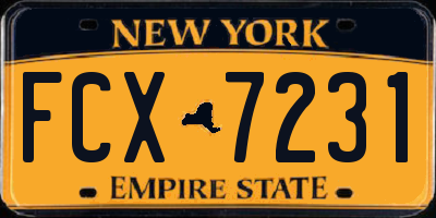 NY license plate FCX7231