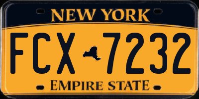 NY license plate FCX7232