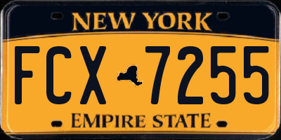 NY license plate FCX7255