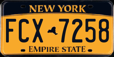 NY license plate FCX7258