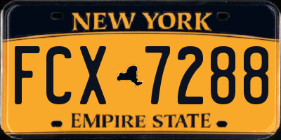 NY license plate FCX7288