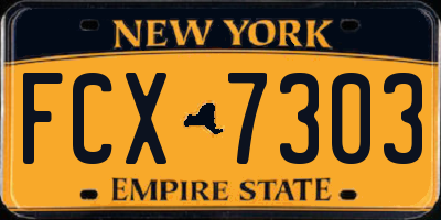 NY license plate FCX7303