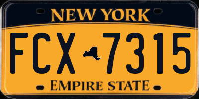 NY license plate FCX7315