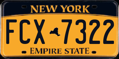 NY license plate FCX7322
