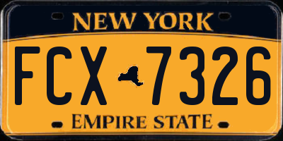 NY license plate FCX7326
