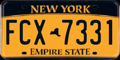 NY license plate FCX7331