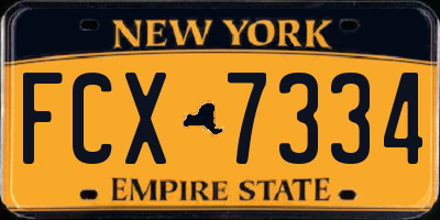 NY license plate FCX7334