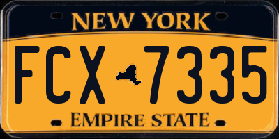 NY license plate FCX7335
