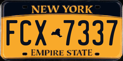 NY license plate FCX7337