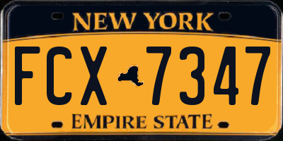 NY license plate FCX7347
