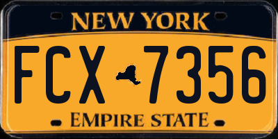 NY license plate FCX7356