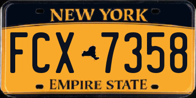 NY license plate FCX7358