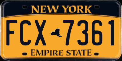 NY license plate FCX7361