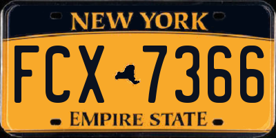 NY license plate FCX7366