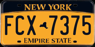 NY license plate FCX7375