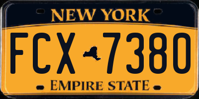 NY license plate FCX7380