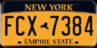 NY license plate FCX7384