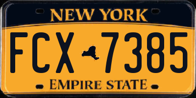 NY license plate FCX7385