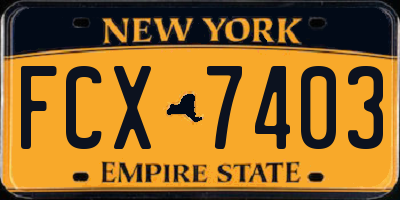 NY license plate FCX7403