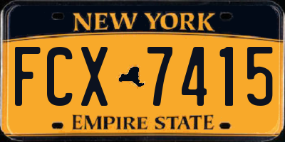 NY license plate FCX7415