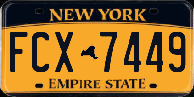 NY license plate FCX7449