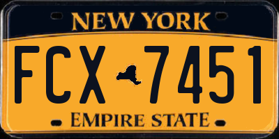 NY license plate FCX7451