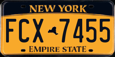 NY license plate FCX7455