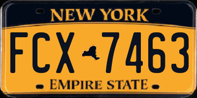NY license plate FCX7463