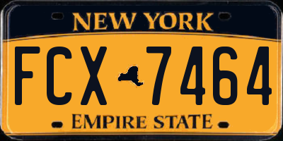 NY license plate FCX7464