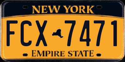 NY license plate FCX7471
