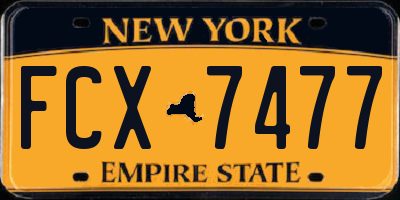 NY license plate FCX7477