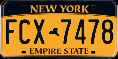 NY license plate FCX7478