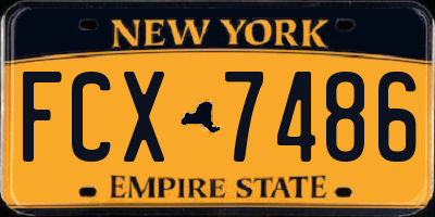 NY license plate FCX7486