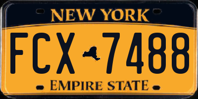 NY license plate FCX7488