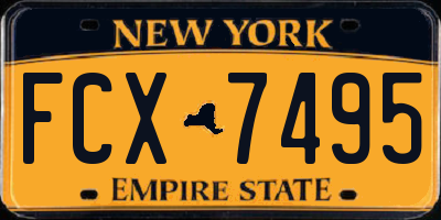NY license plate FCX7495